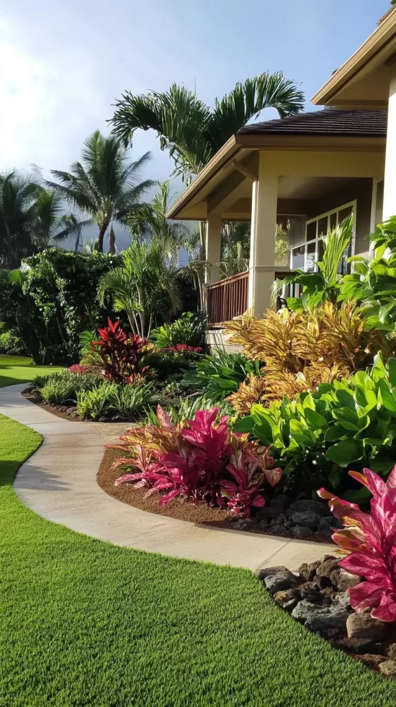 tropical front yard