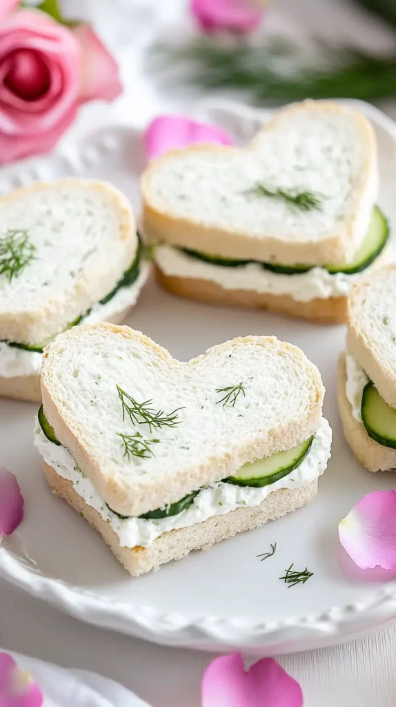 heart-shaped cucumber sandwiches, Mother's Day tea party ideas