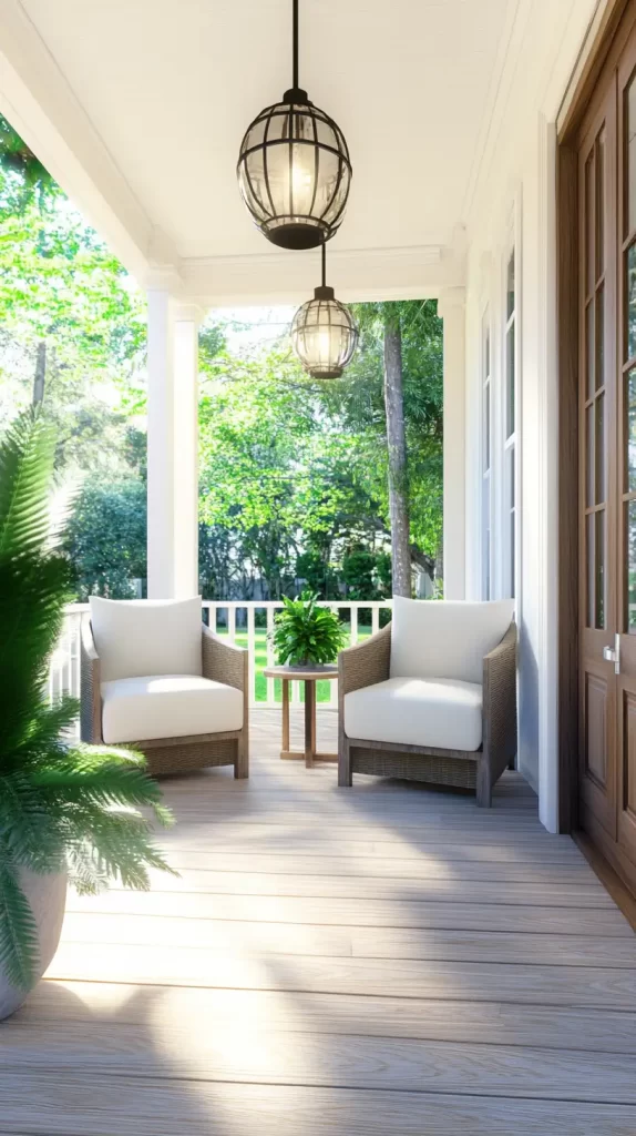 back porch with 2 chairs