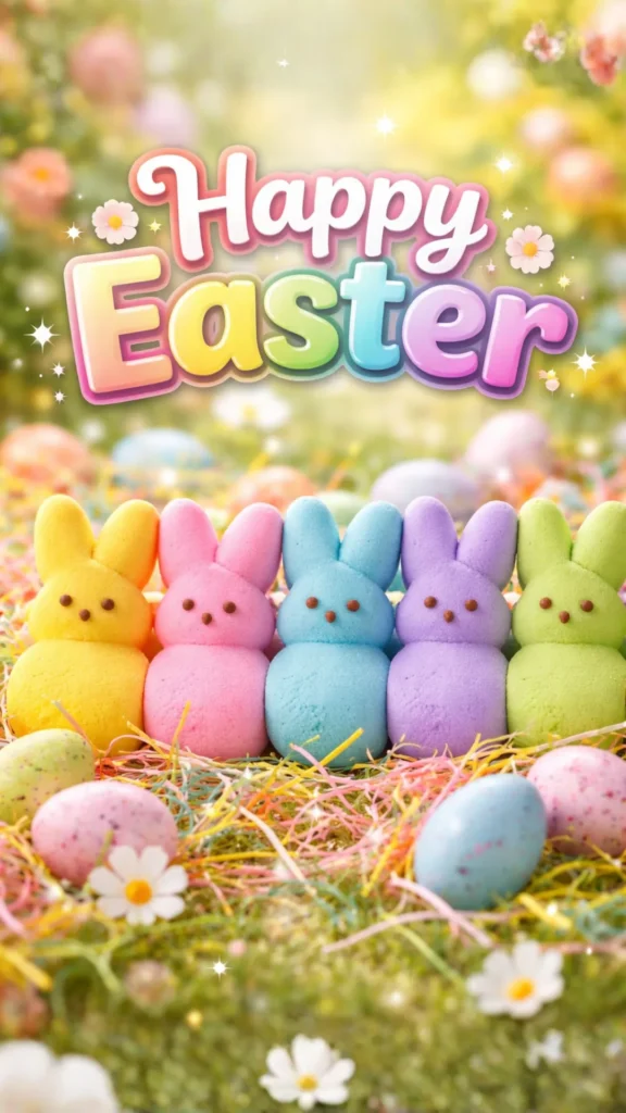 happy Easter peeps bunnies