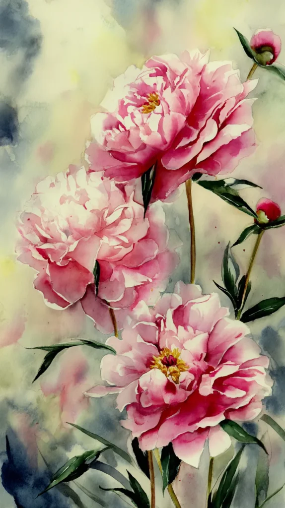 watercolor peonies