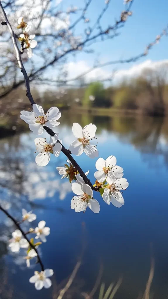 white flowers over the water