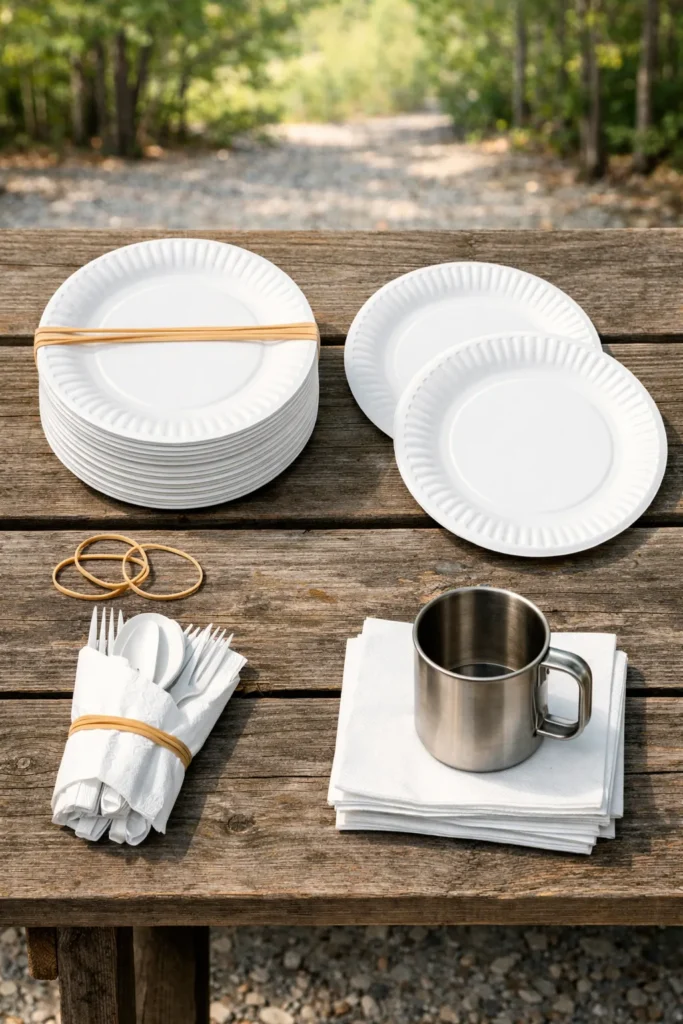 paper plates held together with a large rubberband