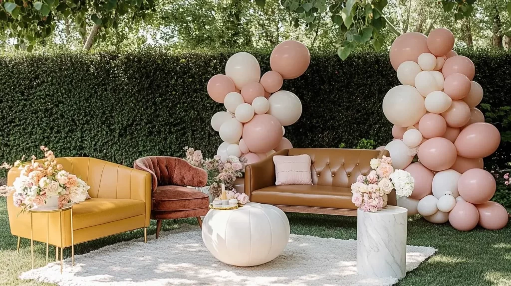outdoor seating with balloons
