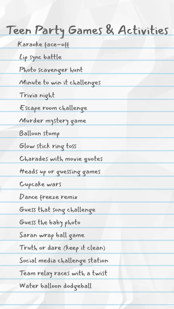 list of teen games