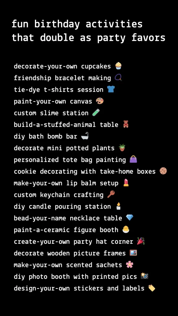 list of favors for parties