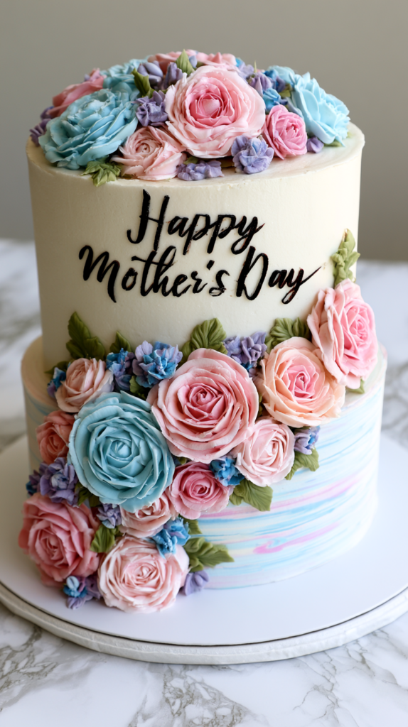 flower cascading down the cake