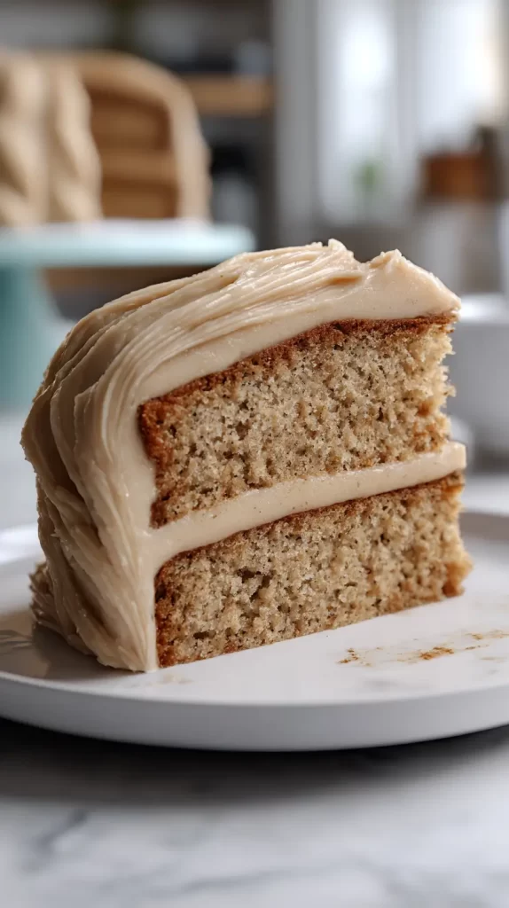 slice of iced banana cake