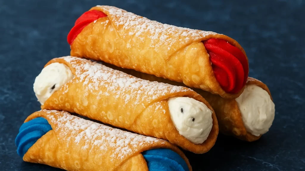 cannoli with red, white and blue filling