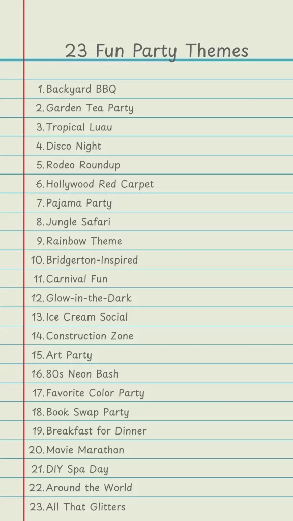 list of party themes