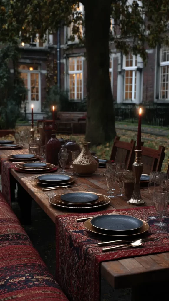 outdoor table set for a meal