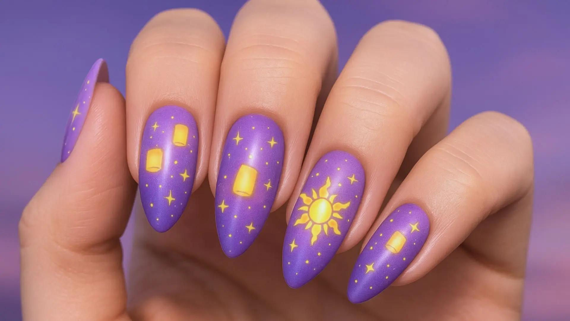 Rapunzel Disney themed nails