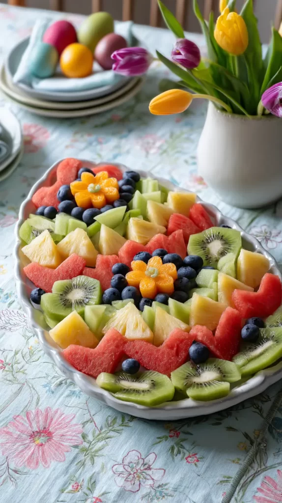 Fruit tray shaped like an Easter egg