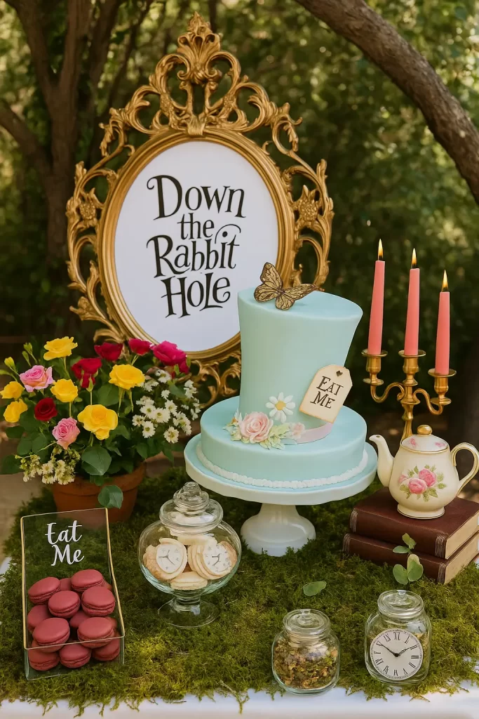 down the rabbit hole food set-up