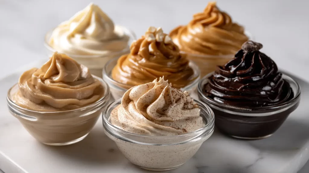 icing in small glass bowls