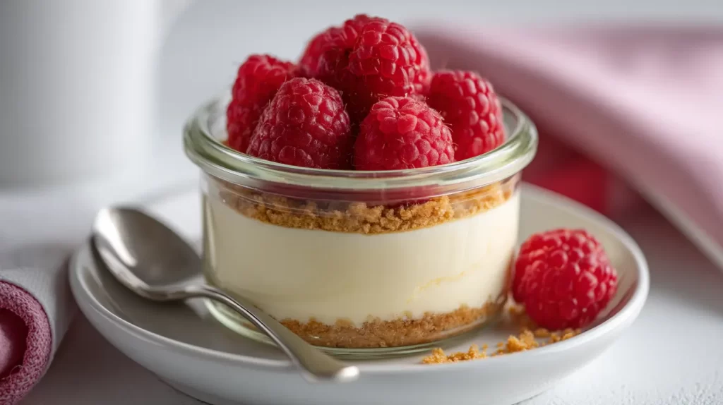 cheesecake cup with raspberries