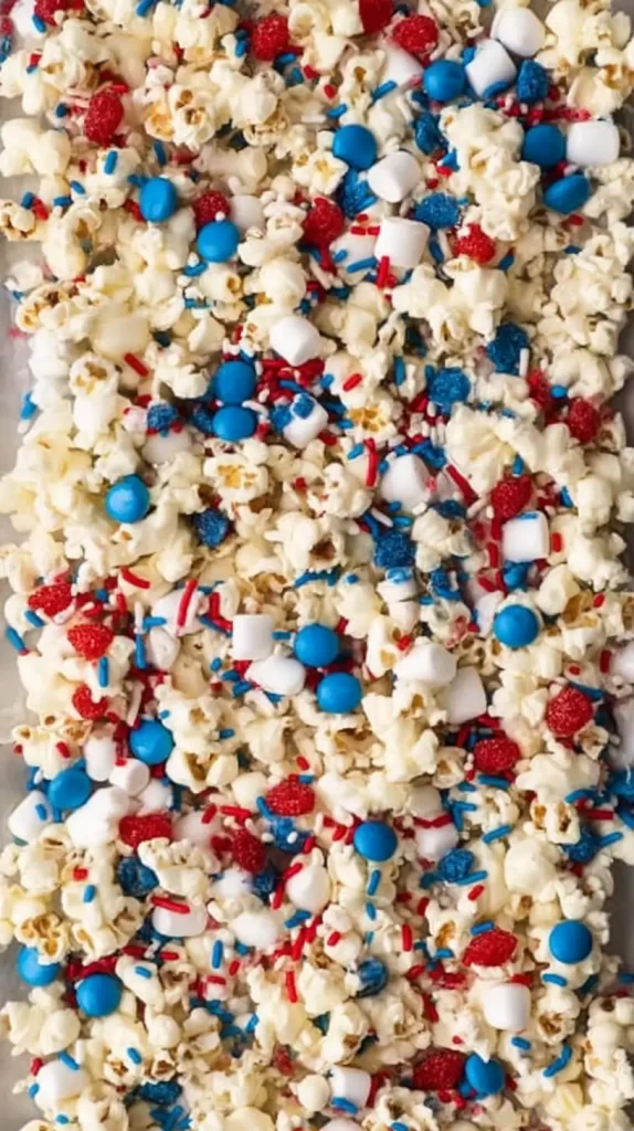 popcorn mix on a baking sheet