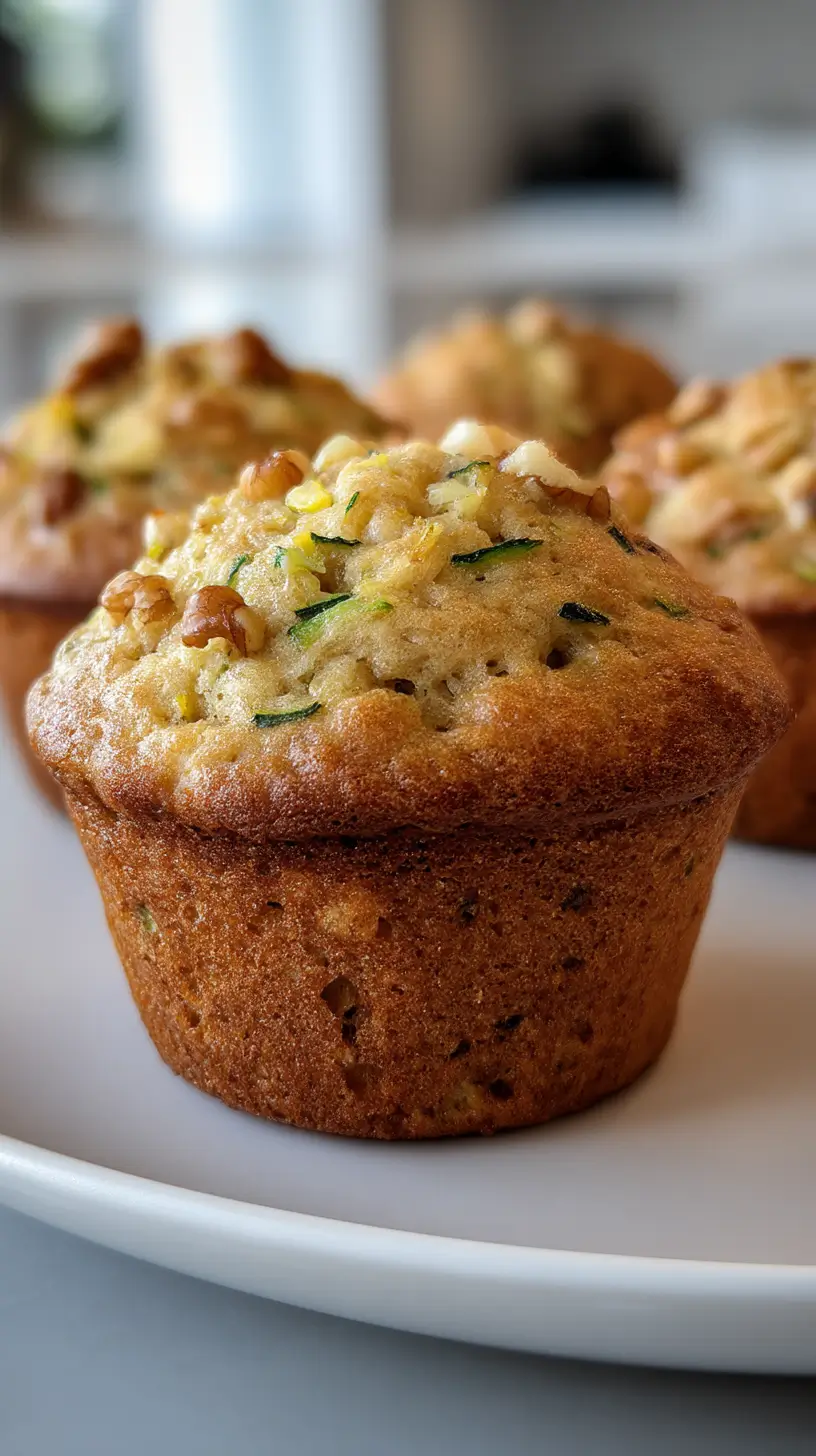 Moist Zucchini Muffins with Pineapple and Crunchy Walnuts