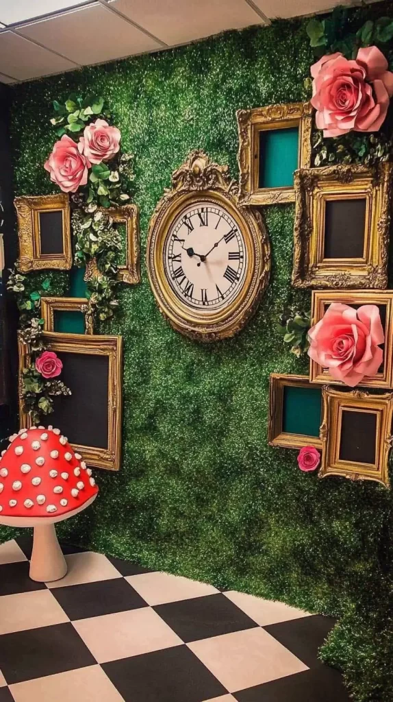 photo backdrop for an Alice and Wonderland tea party