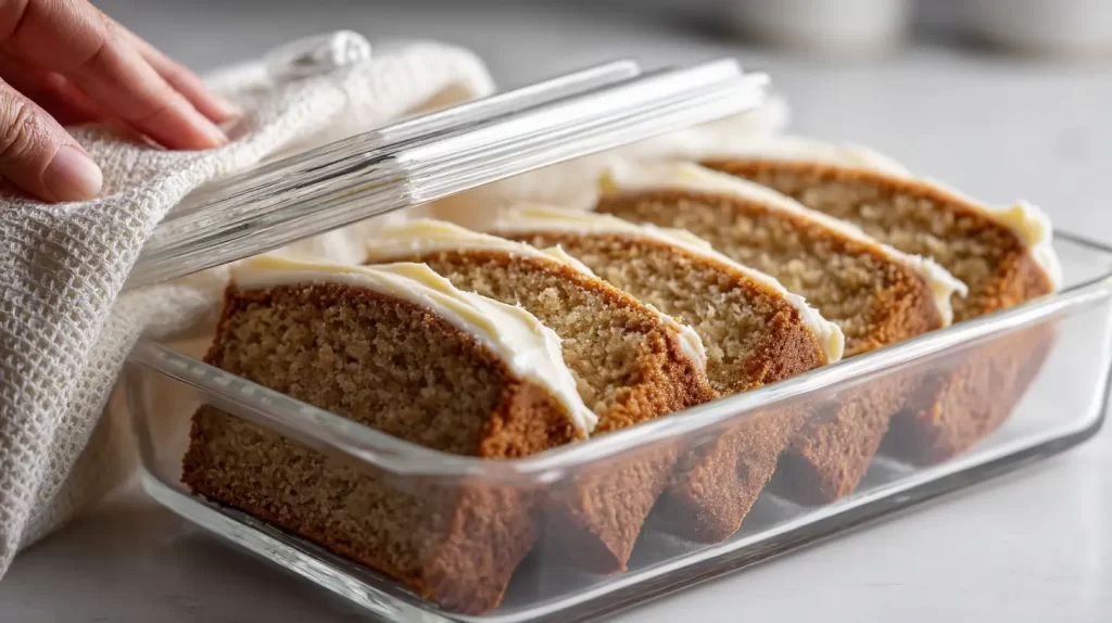 glass storage container with cake slices