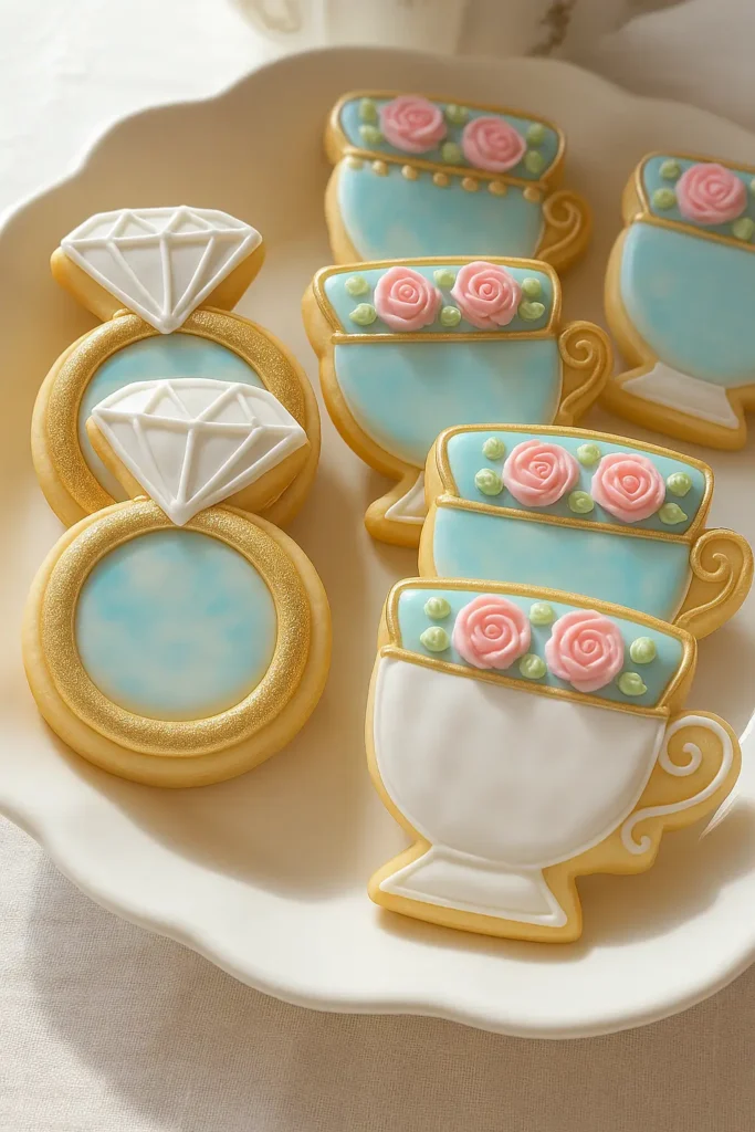 bridal shower cookies, tea party ideas