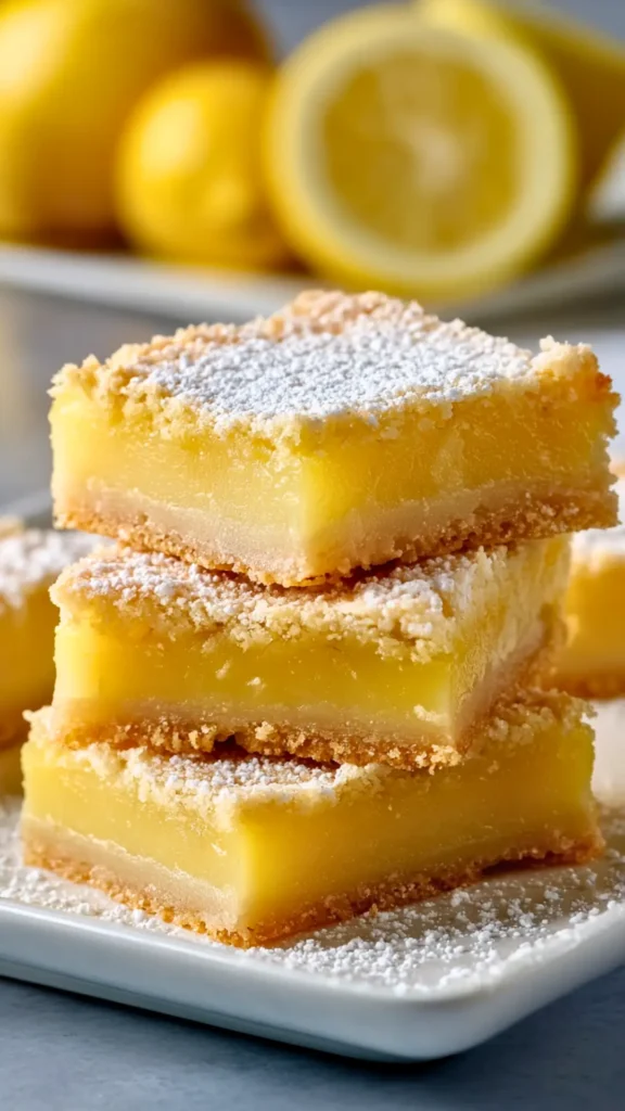 three lemon bars stacked