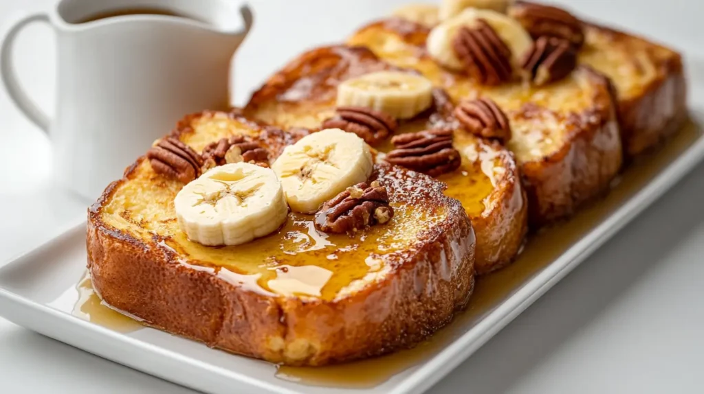 french toast with bananas and pecans