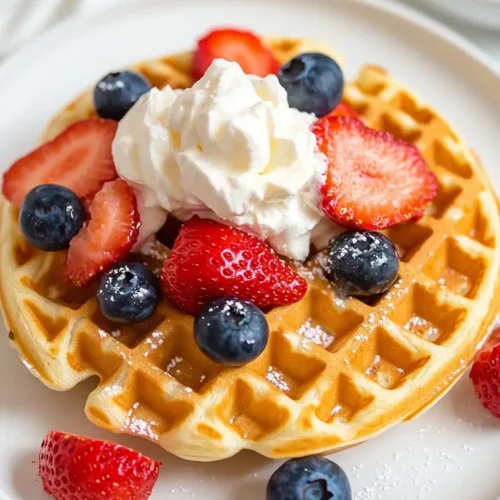 waffles with berries and whipped cream