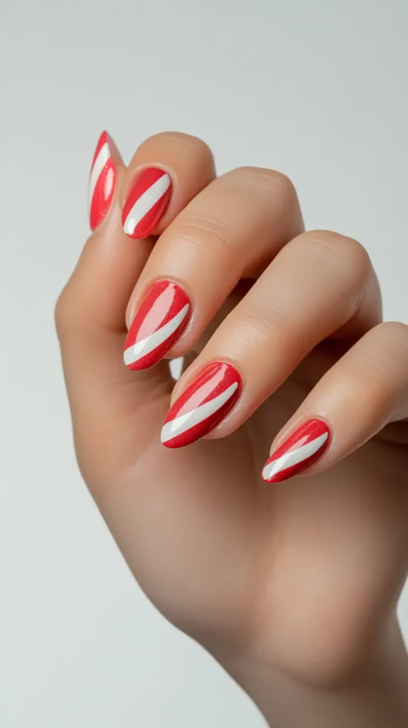 Fourth of July nails red and white stripe