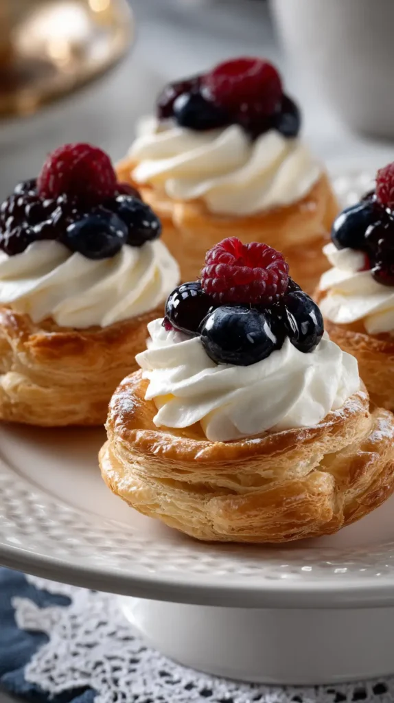 high tea party puff pastry dessert