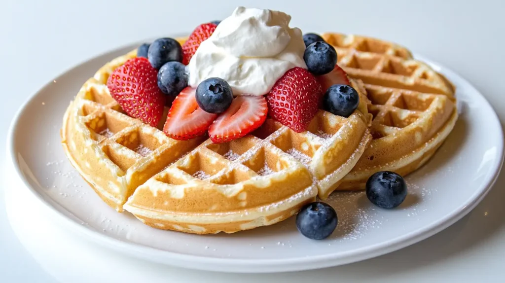 waffles with berries and cream