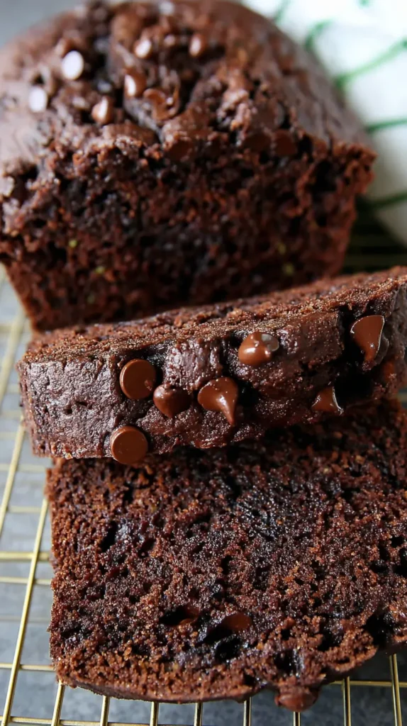 chocolate zucchini bread loaf sliced