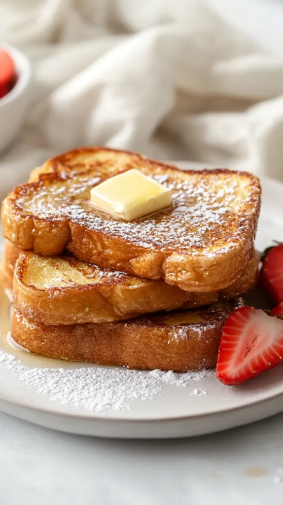 stack of three slices of french toast
