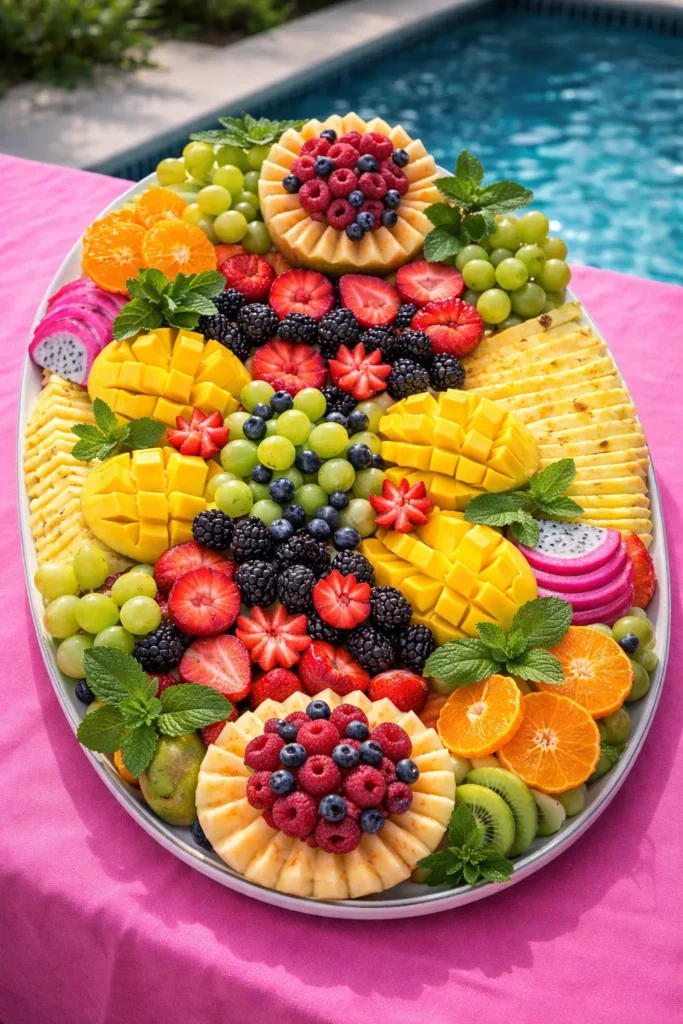 fruit platter near the pool