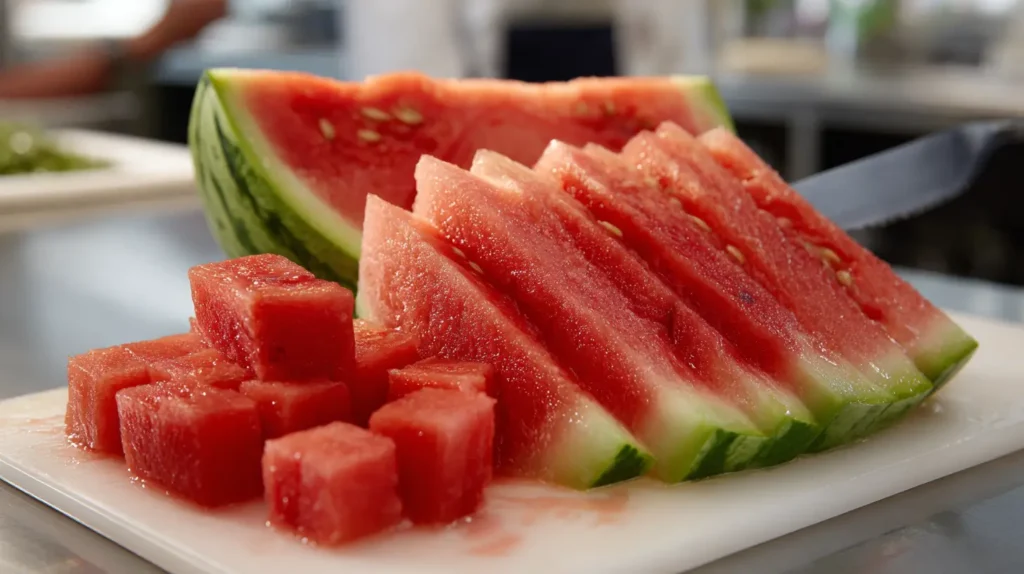 watermelon on a cutting board
