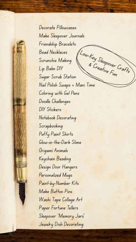 sleepover craft list