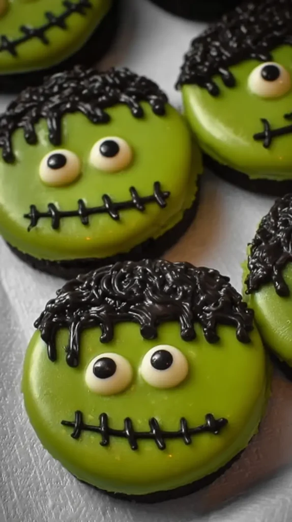 oreos that look like Frankenstein faces