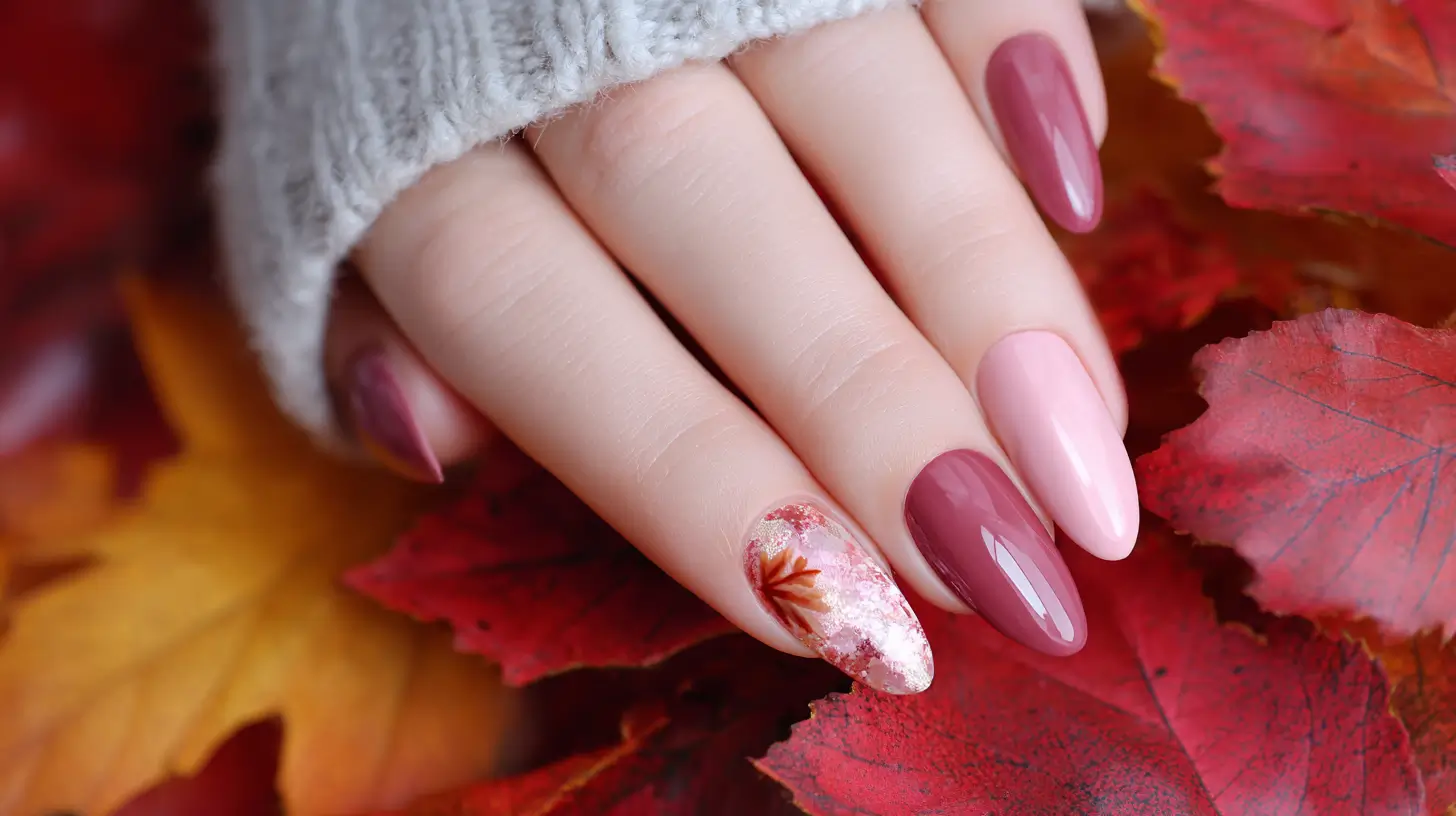 pink hues autumn nails