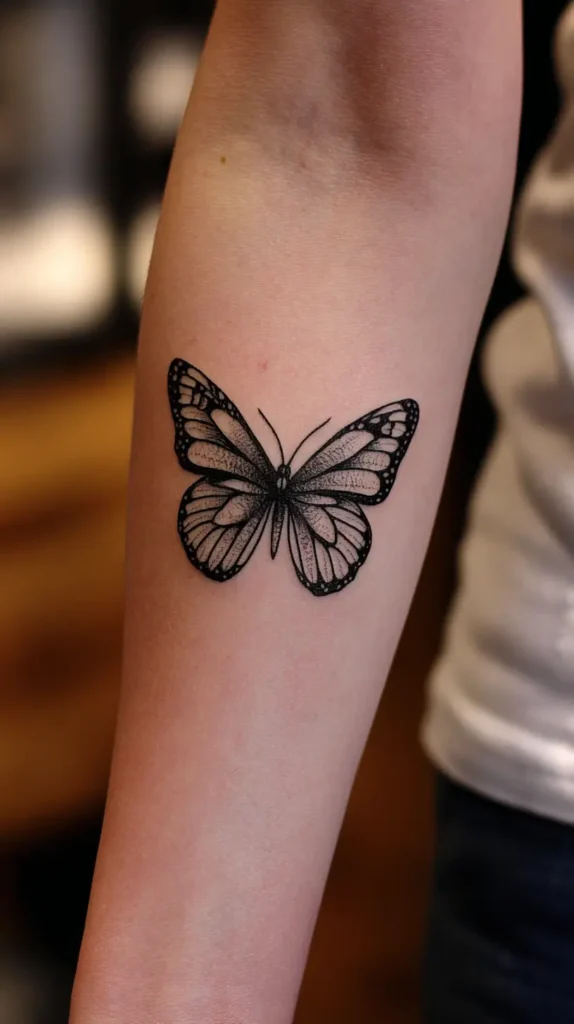 butterfly tattoo on forearm