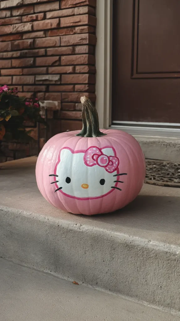 Hello Kitty pink pumpkin painting ideas