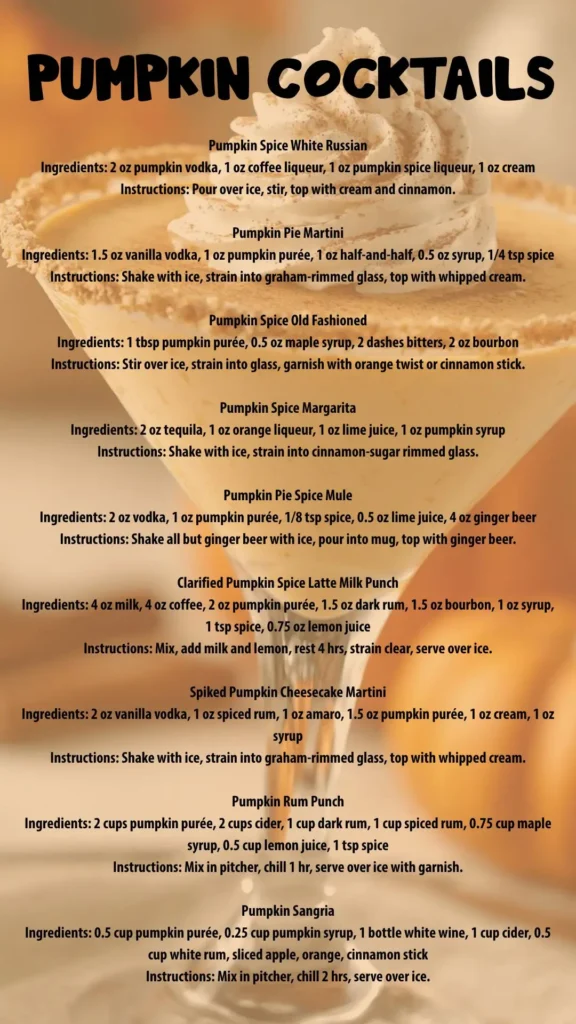 list of drink recipes