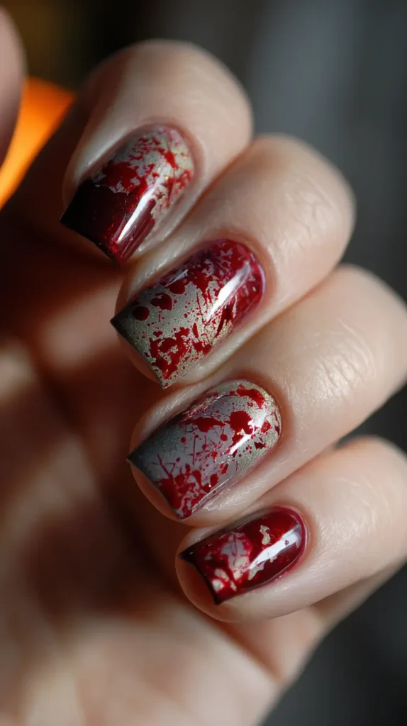 bloody spooky Halloween nails