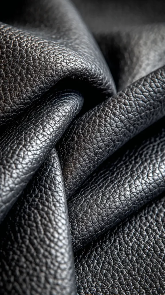 black leather closeup