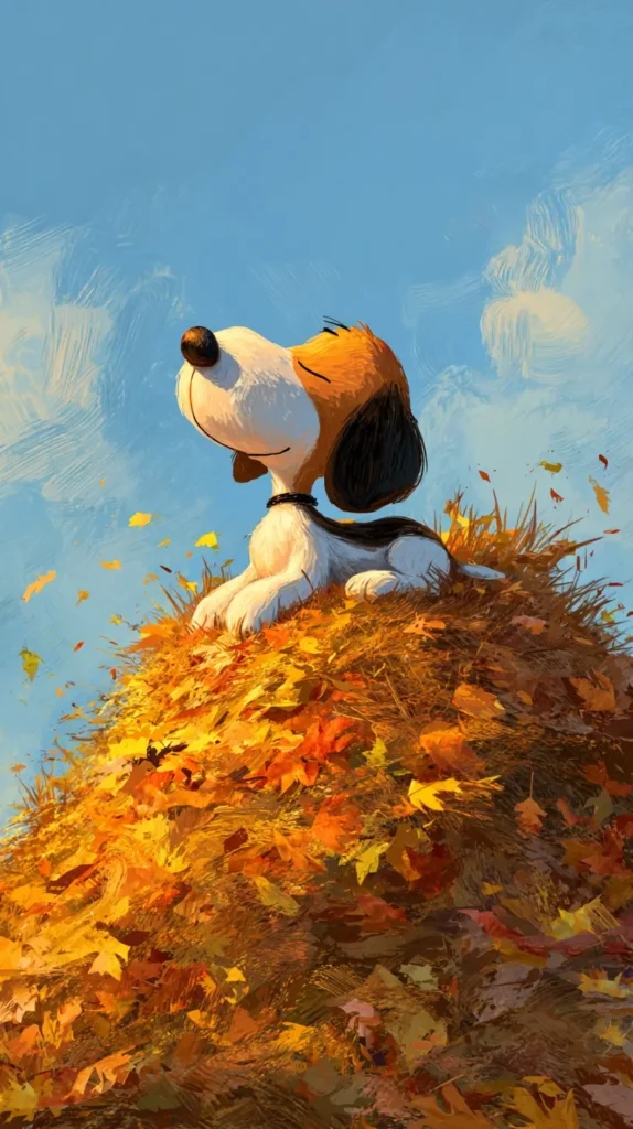 beagle on a pile of leaves