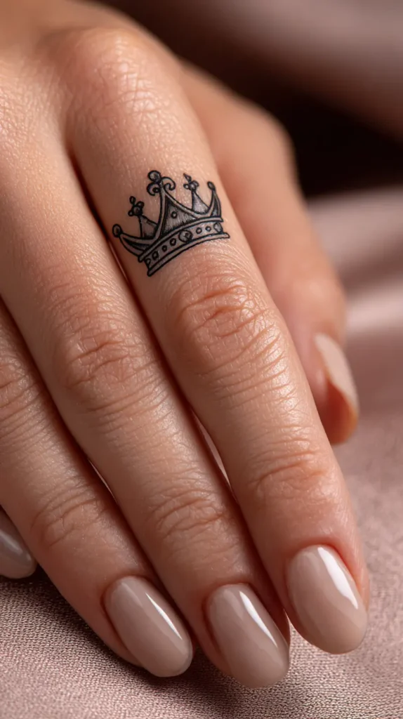 crown finger tattoo