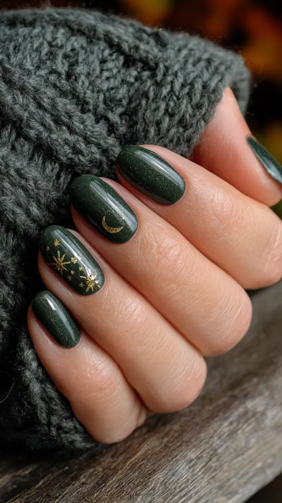 spooky Halloween nails moon stars