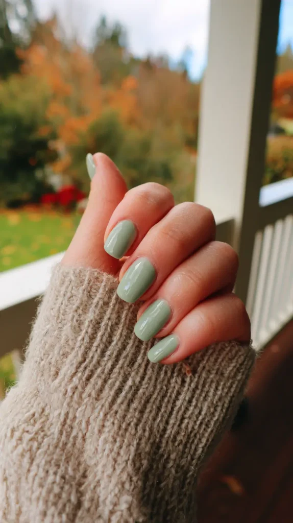 matte green manicure