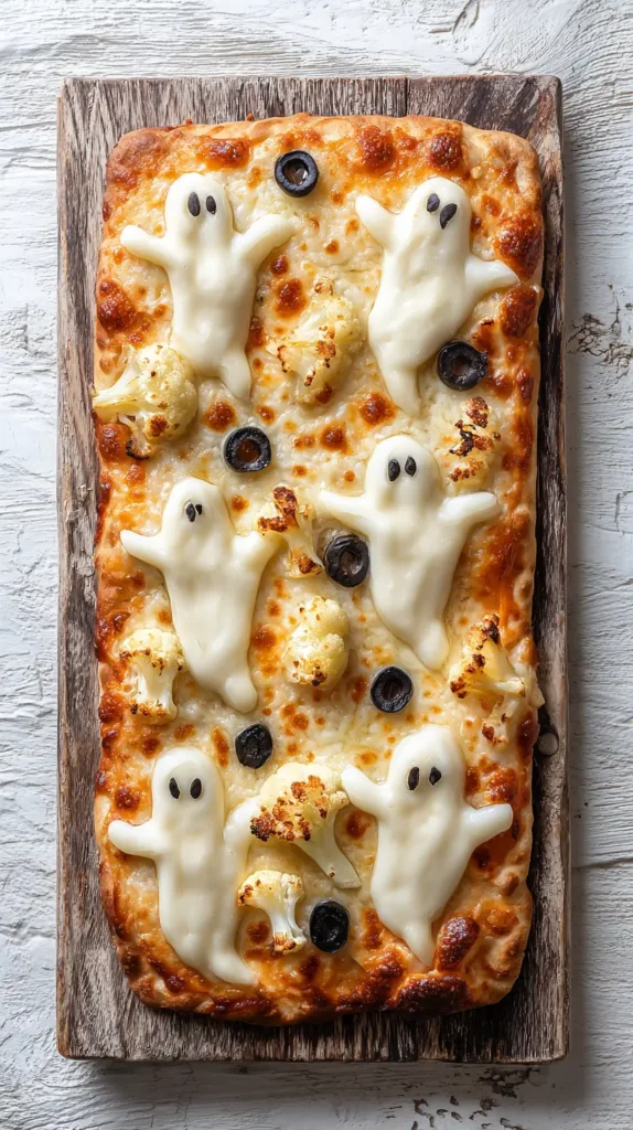 cheese ghosts on pizza