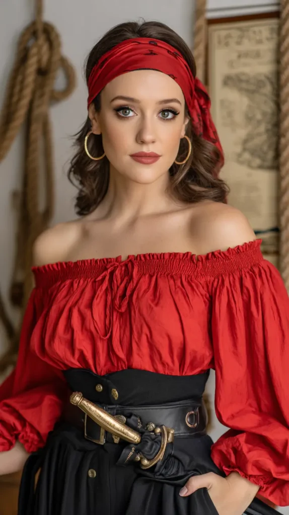 pirate woman in red top