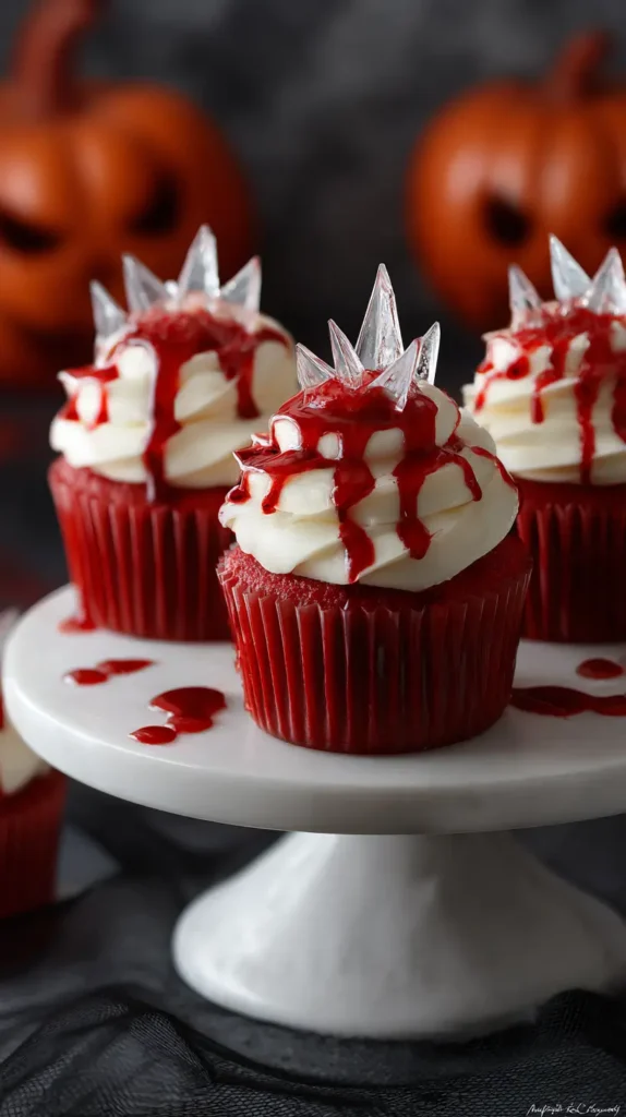 Halloween raspberry and red velvet dessert